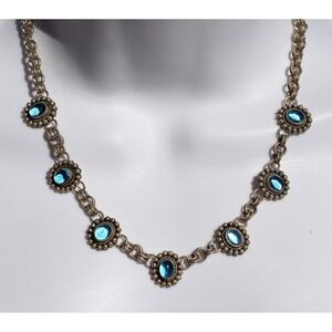 Rare Artie Yellowhorse Navajo Native Indian Sterling Silver Blue Topaz Necklace